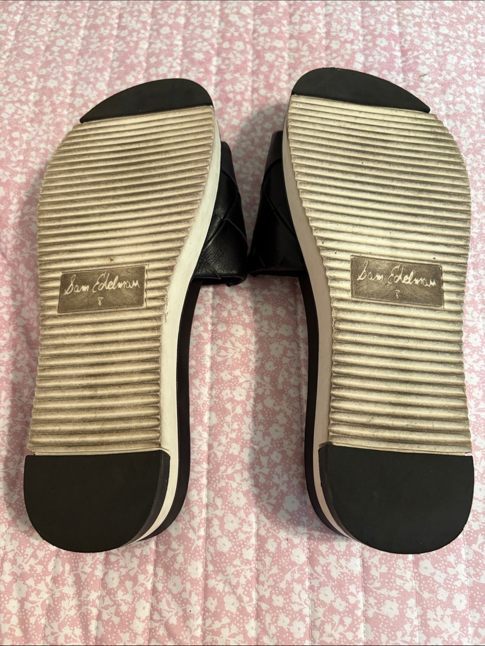 Sam Edelman Black Woven Leather Slide Mules - Picture 5 of 8